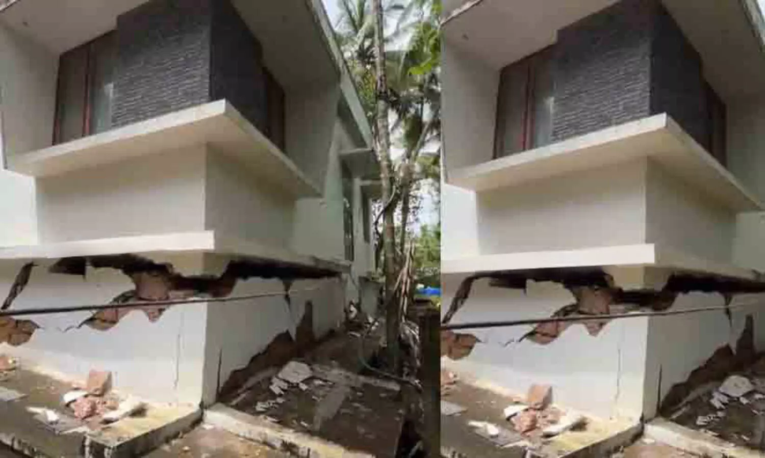 കോഴിക്കോട് ഒളവണ്ണയിൽ ഇരുനില വീട് ഭൂമിക്കടിയിലേക്ക് താഴ്ന്നു