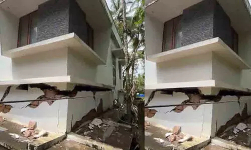 കോഴിക്കോട് ഒളവണ്ണയിൽ ഇരുനില വീട് ഭൂമിക്കടിയിലേക്ക് താഴ്ന്നു