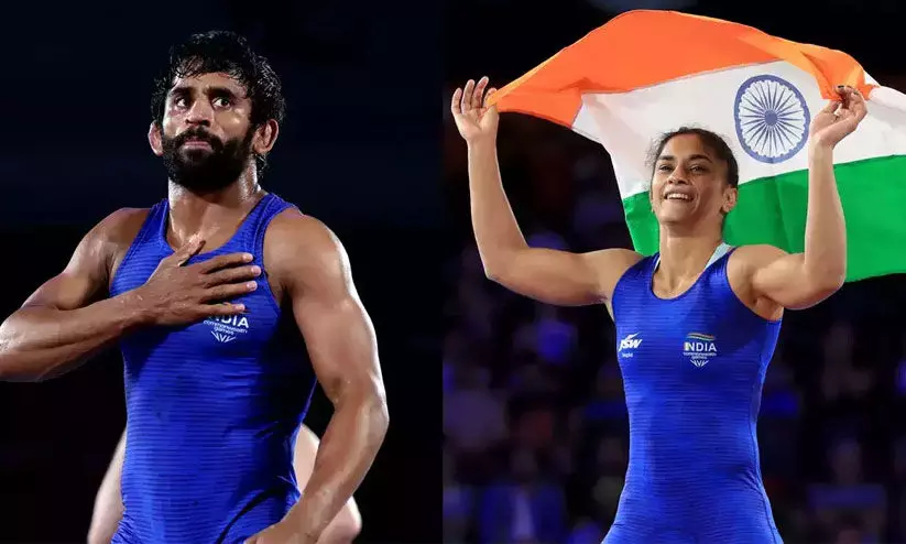 അവർ രാജ്യത്തിന്റെ പെൺമക്കളാണ്, ഇനിയും മുള്ളുകൾ കൊണ്ടിടുന്നവർ ഒന്ന് വിറക്കും; വിനേഷിനെ വാനോളം പുകഴ്ത്തി ബജ്രംഗ് പൂനിയ അവർ രാജ്യത്തിന്റെ പെൺമക്കളാണ്, ഇനിയും മുള്ളുകൾ കൊണ്ടിടുന്നവർ ഒന്ന് വിറക്കും; വിനേഷിനെ വാനോളം പുകഴ്ത്തി ബജ്രംഗ് പൂനിയ