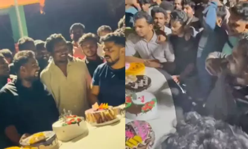 സി.പി.എമ്മിൽ ചേർന്ന പ്രതിയുടെ ‘കാപ്പ’ കേക്ക് മുറിച്ചുള്ള പിറന്നാളാഘോഷം; പൊലീസ് കേസെടുത്തു സി.പി.എമ്മിൽ ചേർന്ന പ്രതിയുടെ ‘കാപ്പ’ കേക്ക് മുറിച്ചുള്ള പിറന്നാളാഘോഷം; പൊലീസ് കേസെടുത്തു