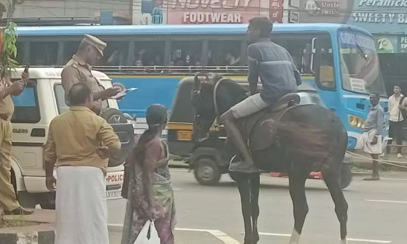 Horse ride on traffic Horse ride on traffic