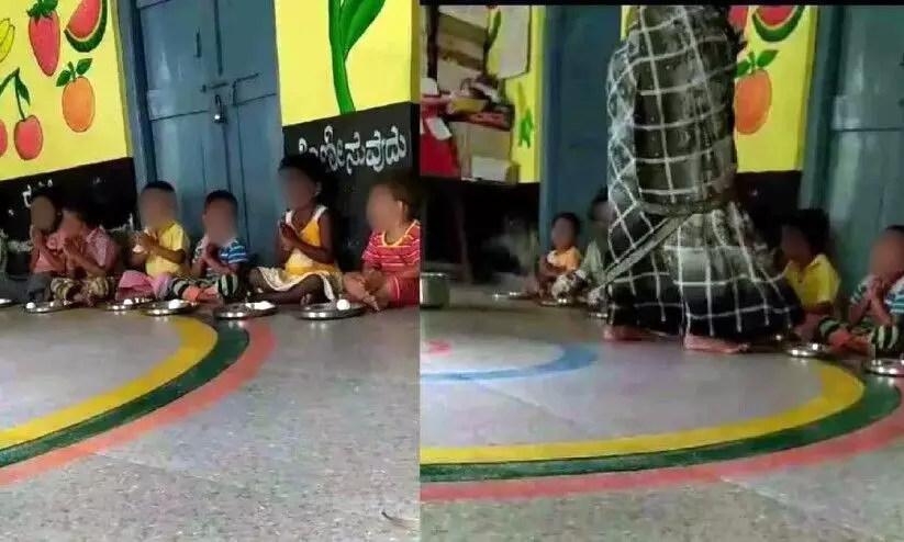 അങ്കണവാടി കുട്ടികൾക്ക് ഉച്ചഭക്ഷണത്തോടൊപ്പം മുട്ട, ഫോട്ടോ എടുത്തശേഷം തിരിച്ചെടുത്തു; ജീവനക്കാർക്ക് സസ്പെൻഷൻ അങ്കണവാടി കുട്ടികൾക്ക് ഉച്ചഭക്ഷണത്തോടൊപ്പം മുട്ട, ഫോട്ടോ എടുത്തശേഷം തിരിച്ചെടുത്തു; ജീവനക്കാർക്ക് സസ്പെൻഷൻ