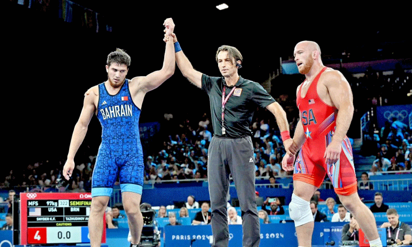 വീ​ണ്ടും ബ​ഹ്റൈ​ൻ; ഗു​സ്തി 97 കി​ലോ​ഗ്രാം വി​ഭാ​ഗ​ത്തി​ൽ അ​ഖ്മ​ദ് ത​ഴു​ദി​നോ​വ് ഫൈ​ന​ലി​ൽ