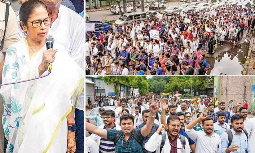 പൊലീസിന് ഏഴുദിവസത്തെ സമയം, അല്ലെങ്കിൽ കേസ് സി.ബി.ഐക്കെന്ന് മമത; ഡോക്ടറെ ബലാത്സംഗം ചെയ്ത് കൊന്ന സംഭവത്തിൽ പ്രതിഷേധം പടരുന്നു