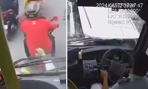 വോൾവോ ബസ് മേൽപാലത്തിൽ വാഹനങ്ങളിൽ ഇടിച്ചുകയറി VIDEO