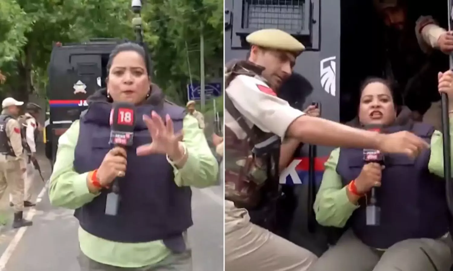 പ്രത്യേക ഓപ്പറേഷന് പോകുന്ന പൊലീസ് വാഹനത്തിൽ ചാടിക്കയറി റിപ്പോർട്ടിങ്; മാധ്യമപ്രവർത്തകക്കെതിരെ വിമർശനം