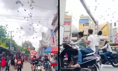 തെരുവിൽ ആകാശത്തേക്ക് കറൻസിയെറിഞ്ഞ് ഷോ; യൂട്യൂബർ പിടിയിൽ -വിഡിയോ