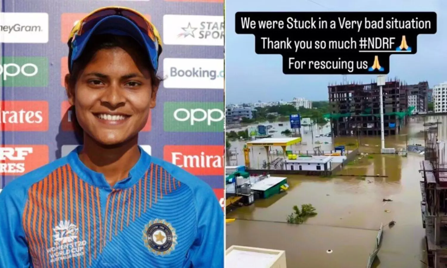 വെള്ളപ്പൊക്കത്തിൽ കുടുങ്ങി ഇന്ത്യൻ സ്പിന്നർ രാധാ യാദവ്; രക്ഷക്കെത്തി എൻ.ഡി.ആർ.എഫ്