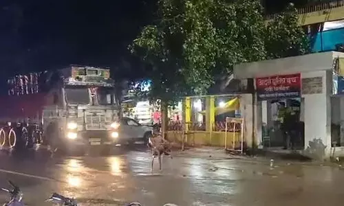 യു.പിയിൽ നടുറോഡിൽ ​കസേരയിട്ടിരുന്നയാളെ ട്രക്ക് ഇടിച്ച് തെറിപ്പിച്ചു -വിഡിയോ