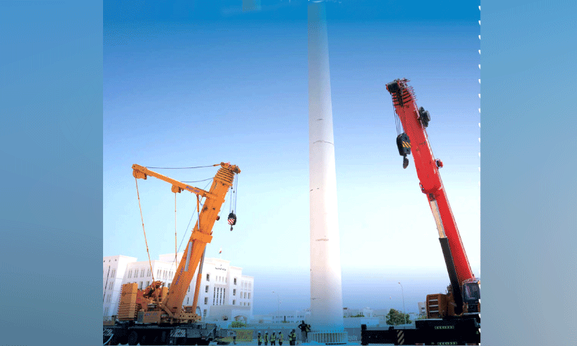 ഏ​റ്റ​വും വ​ലി​യ കൊ​ടി​മ​രം; അ​ൽ ഖു​വൈ​ർ  സ്‌​ക്വ​യ​ർ നി​ർ​മാ​ണം പു​രോ​ഗ​മി​ക്കു​ന്നു