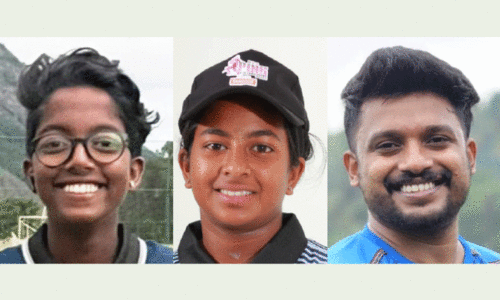 നി​വേ​ദ്യ മോ​ൾ, അ​നു​ഷ്ക്ക, രാ​ഹു​ൽ ദാ​സ് കേ​ര​ള ടീ​മി​ൽ