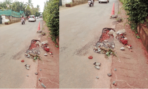 ബത്തേരി ആശുപത്രി റോഡിൽ കുഴി