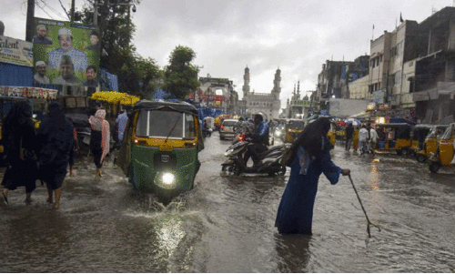 waterlogged road during rain at the Old City