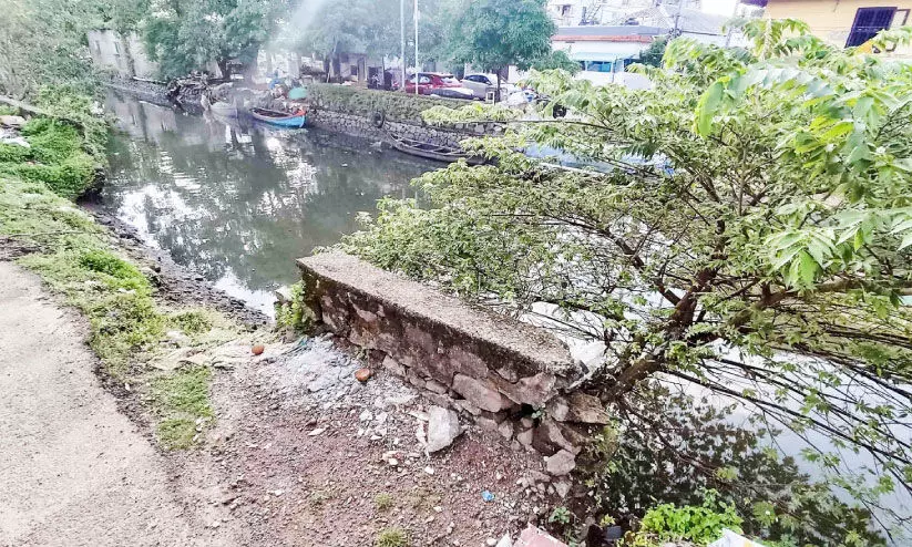 Safety wall of canal collapsed