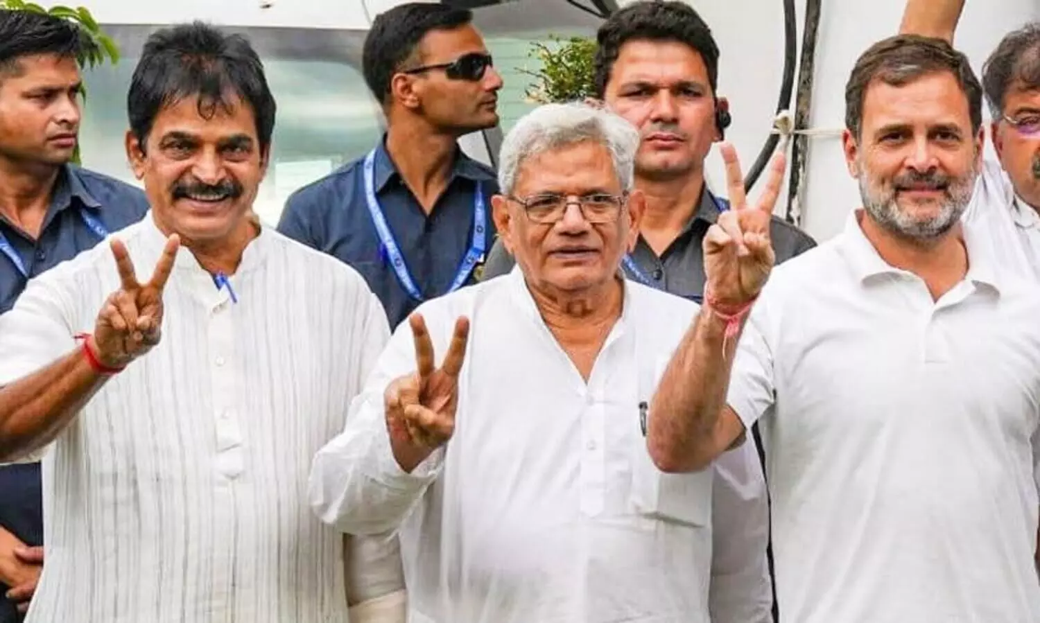Sitaram Yechury, KC Venugopal, Rahul Gandhi