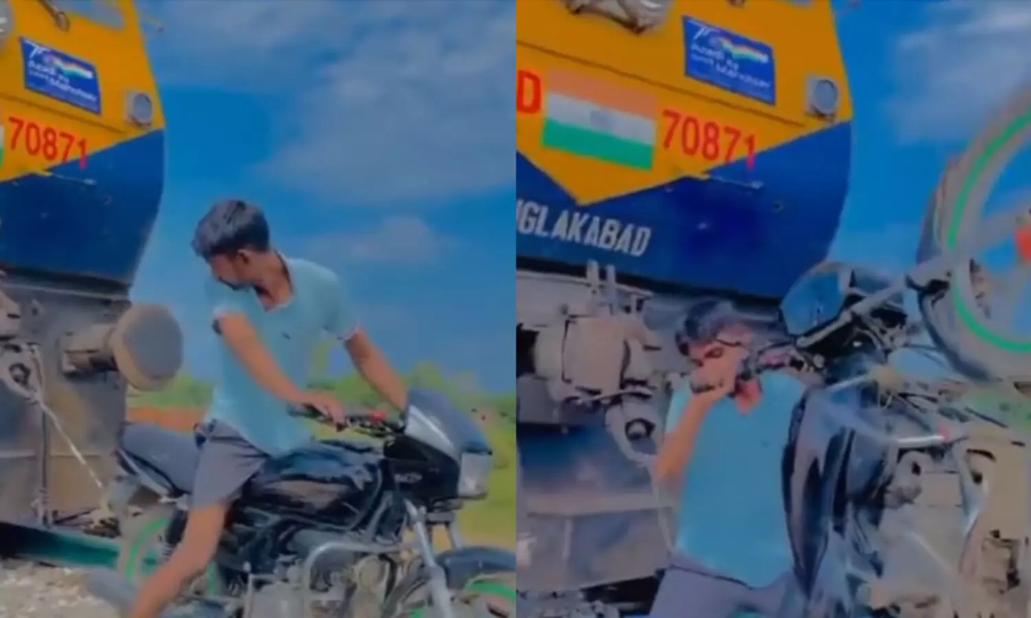 വൈറലാവാൻ ട്രെയിൻ എൻജിൻ ബൈക്കിൽ കെട്ടിവലിക്കാൻ ശ്രമിച്ച യുവാവ് അറസ്റ്റിൽ