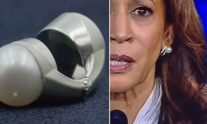 ട്രംപുമായുള്ള സംവാദത്തിനെത്തിയ കമല ധരിച്ചത് ബ്ലുടൂത്ത് കമ്മലെന്ന്; വിവാദം