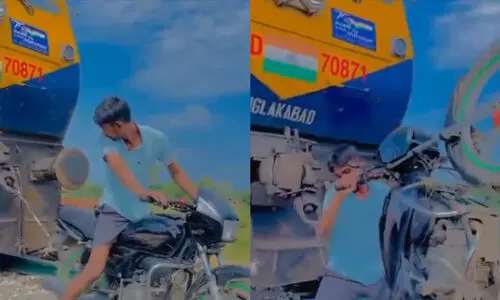 വൈറലാവാൻ ട്രെയിൻ എൻജിൻ ബൈക്കിൽ കെട്ടിവലിക്കാൻ ശ്രമിച്ച യുവാവ് അറസ്റ്റിൽ