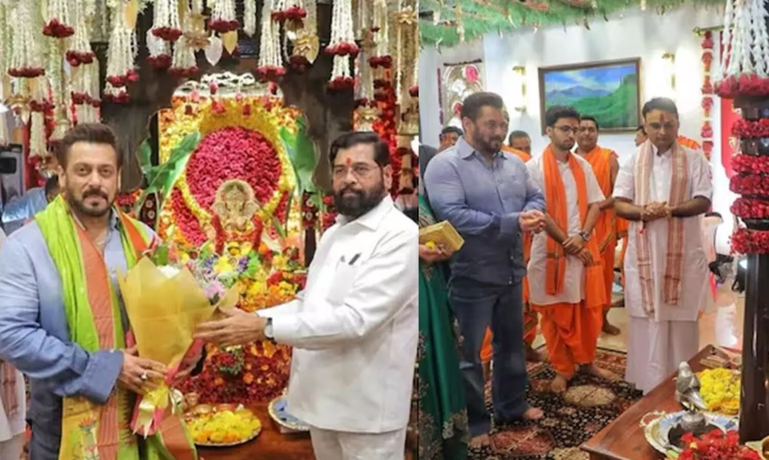 ഗണേശ വിഗ്രഹത്തിന് മുമ്പിൽ കൈകൂപ്പി സൽമാൻ ഖാൻ; വീട്ടിലെത്തിയ നടന്റെ ചിത്രങ്ങൾ പങ്കുവെച്ച് മഹാരാഷ്ട്ര മുഖ്യമന്ത്രി