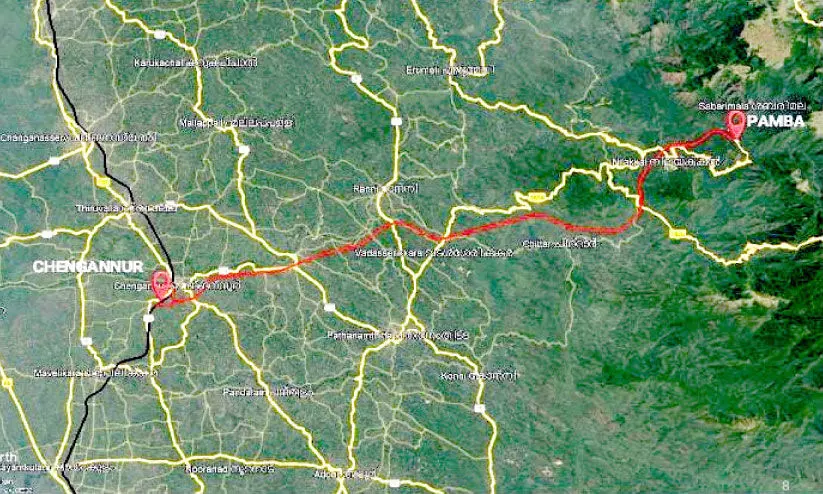 Outline of Chengannur-Pamba railway line