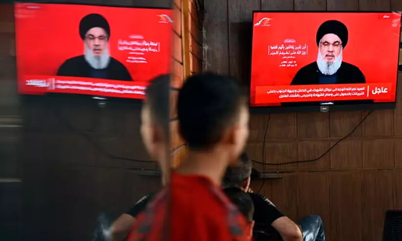 ഹസൻ നസറുല്ലയുടെ പ്രസംഗത്തിനിടെ ലബനാനിൽ ഇസ്രായേൽ ആക്രമണം; തിരിച്ചടിച്ച് ഹിസ്ബുല്ല