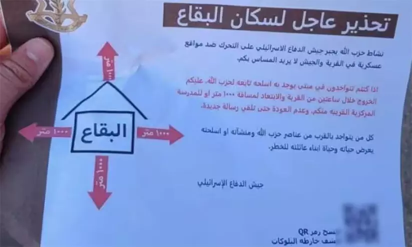 ‘അപകടകരമായ ക്യു.ആർ കോഡ്, സ്കാൻ ചെയ്താൽ ഡാറ്റ ചോരും’ -ഇസ്രായേൽ ലഘുലേഖകൾ സ്കാൻ ചെയ്യരുതെന്ന് ഹിസ്ബുല്ല ‘അപകടകരമായ ക്യു.ആർ കോഡ്, സ്കാൻ ചെയ്താൽ ഡാറ്റ ചോരും’ -ഇസ്രായേൽ ലഘുലേഖകൾ സ്കാൻ ചെയ്യരുതെന്ന് ഹിസ്ബുല്ല