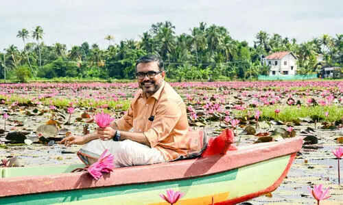 Minister MB Rajesh at malarikkal water lily fest