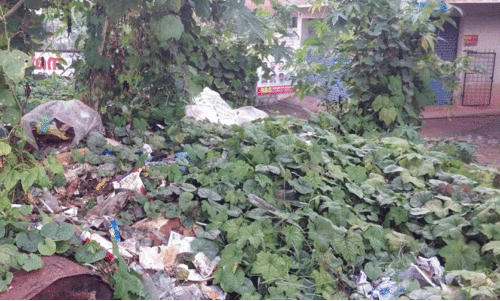 കടയ്ക്കൽ പഞ്ചായത്ത് പാർക്കിങ്ങിൽ മാലിന്യക്കൂമ്പാരം