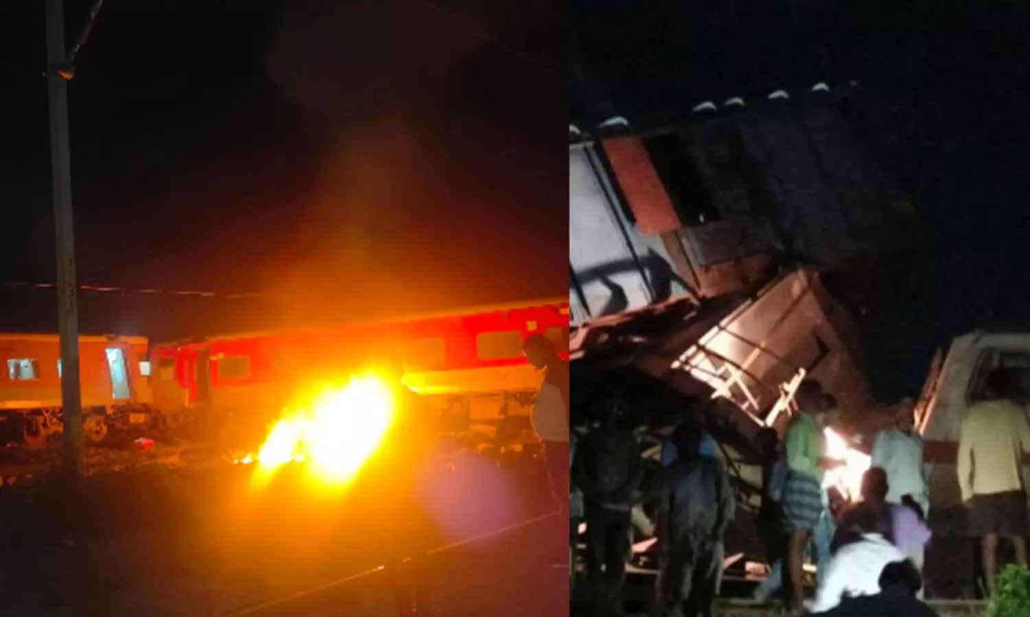 തമിഴ്നാട്ടിൽ ട്രെയിനുകൾ കൂട്ടിയിടിച്ചു; മൂന്ന് കോച്ചുകൾക്ക് തീപിടിച്ചു