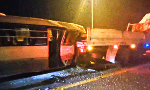 Bus- truck collision