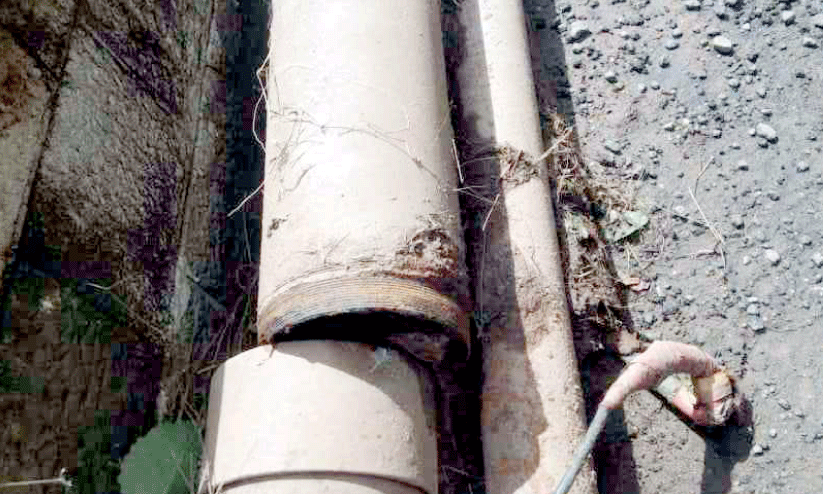 broken drinking water pipeline