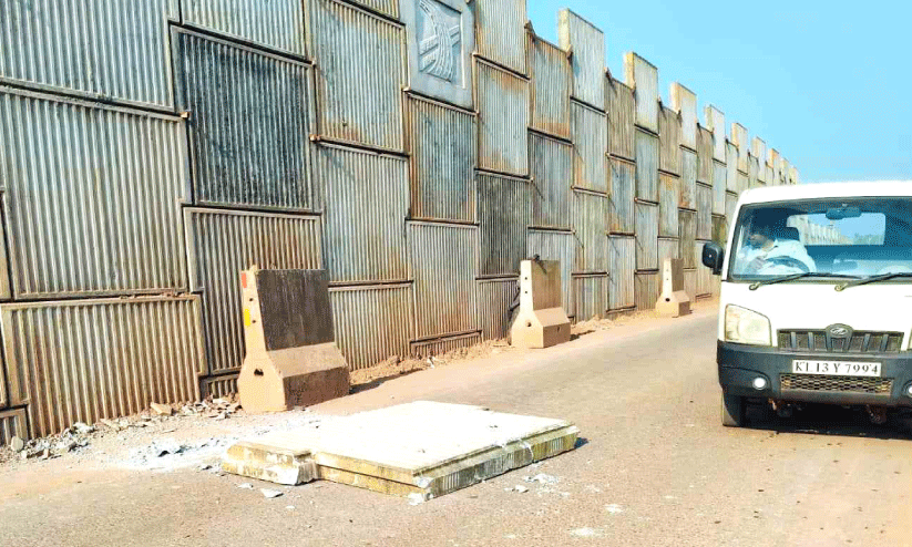 ദേശീയപാത നിർമാണം:  സംരക്ഷണഭിത്തി അടർന്നുവീണു