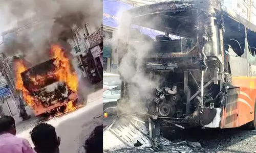 bus caught fire, KSRTC