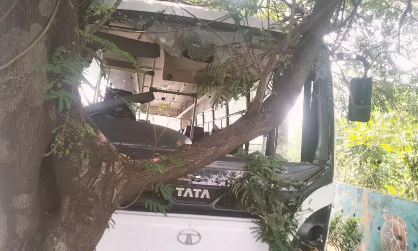 താനെ-ബേലാപൂർ ഹൈവേയിൽ ബസ് നിയന്ത്രണം വിട്ട് അപകടം: രണ്ടുപേർ മരിച്ചു താനെ-ബേലാപൂർ ഹൈവേയിൽ ബസ് നിയന്ത്രണം വിട്ട് അപകടം: രണ്ടുപേർ മരിച്ചു