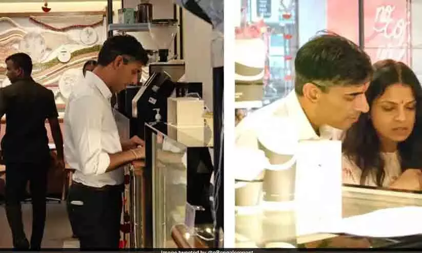 മുൻ ബ്രിട്ടീഷ് പ്രധാനമന്ത്രി ഭാര്യക്കൊപ്പം ചായ കുടിക്കാൻ ബംഗളൂരുവിലെ കഫേയിൽ; ചിത്രങ്ങൾ പുറത്ത്