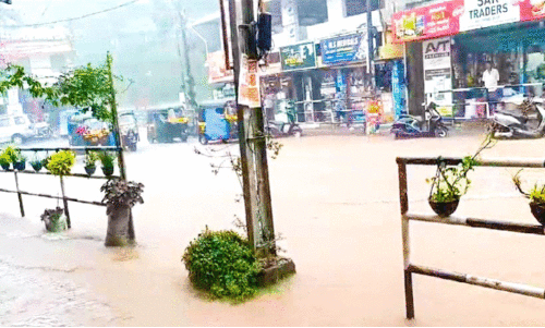 കനത്ത മഴ;  തെക്കന്‍ മലയോരമേഖലയിൽ വെള്ളക്കെട്ട്​