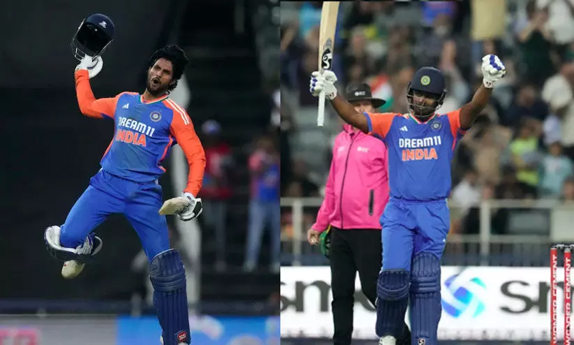 ജൊഹാനസ്ബർഗിന് തീയിട്ട് ഇന്ത്യ! സഞ്ജു (109*), തിലക് (120*); 20 ഓവറിൽ ഒന്നിന് 283 ജൊഹാനസ്ബർഗിന് തീയിട്ട് ഇന്ത്യ! സഞ്ജു (109*), തിലക് (120*); 20 ഓവറിൽ ഒന്നിന് 283