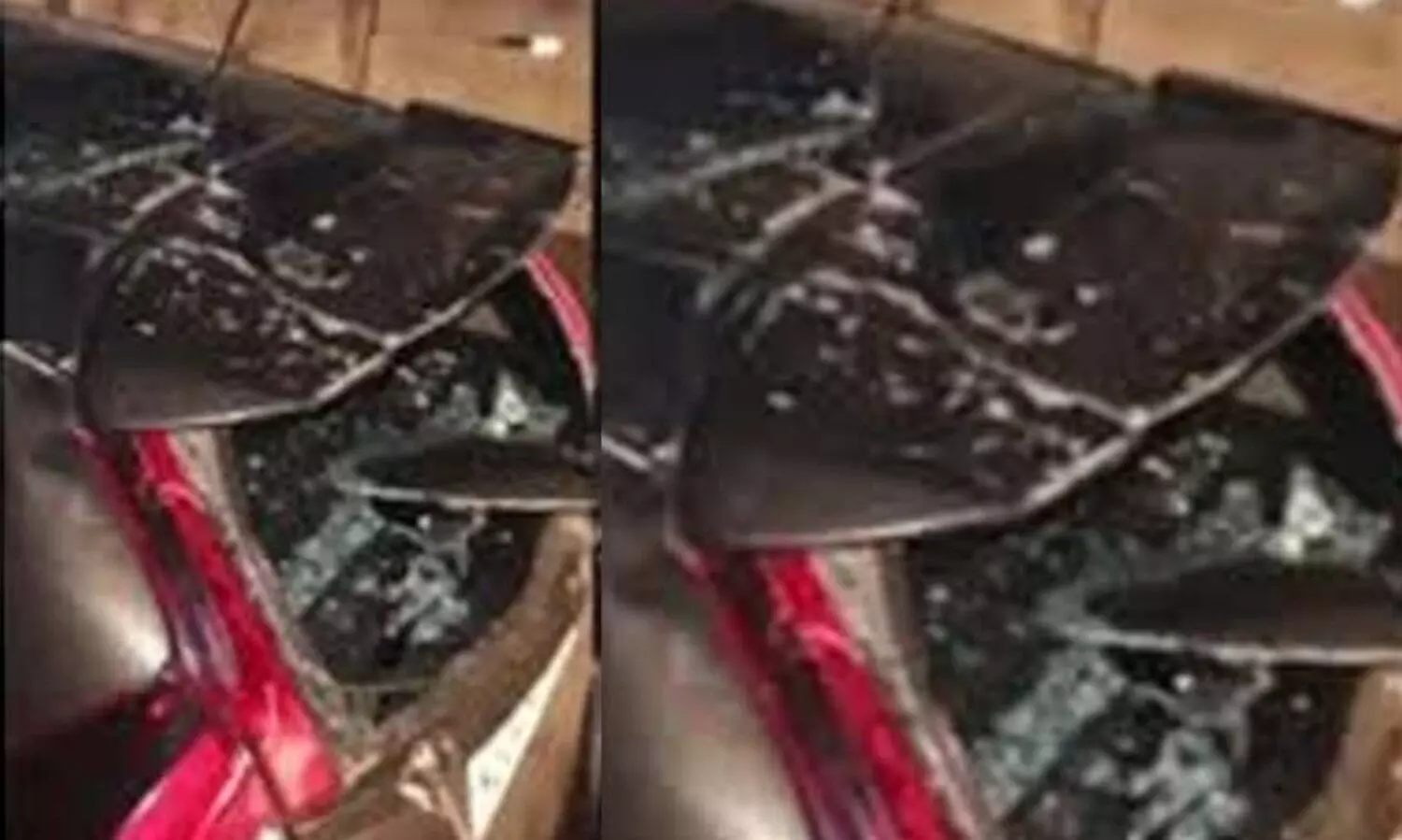 അരൂരിൽ ഹൈവേ നിർമാണ മേഖലയിൽ കാറിനു മുകളിലേക്ക് കോൺക്രീറ്റ് പാളി വീണു