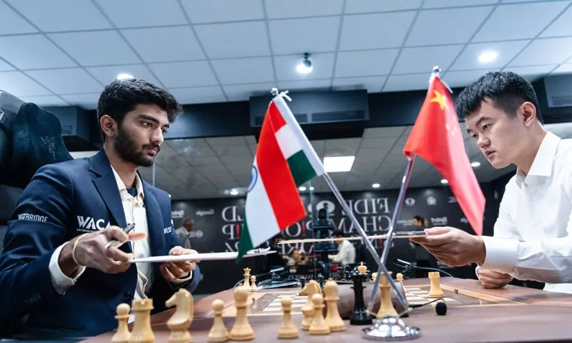 ലോക ചെസ് ചാമ്പ്യൻഷിപ്പ്: ഗുകേഷ്-ഡിങ് ലിറെൻ നാലാം പോരാട്ടം സമനിലയിൽ ലോക ചെസ് ചാമ്പ്യൻഷിപ്പ്: ഗുകേഷ്-ഡിങ് ലിറെൻ നാലാം പോരാട്ടം സമനിലയിൽ