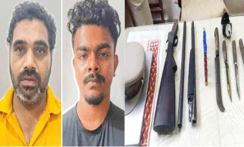 ലൈസൻസില്ലാത്ത തോക്കും ആയുധങ്ങളുമായി രണ്ടുപേർ പിടിയിൽ