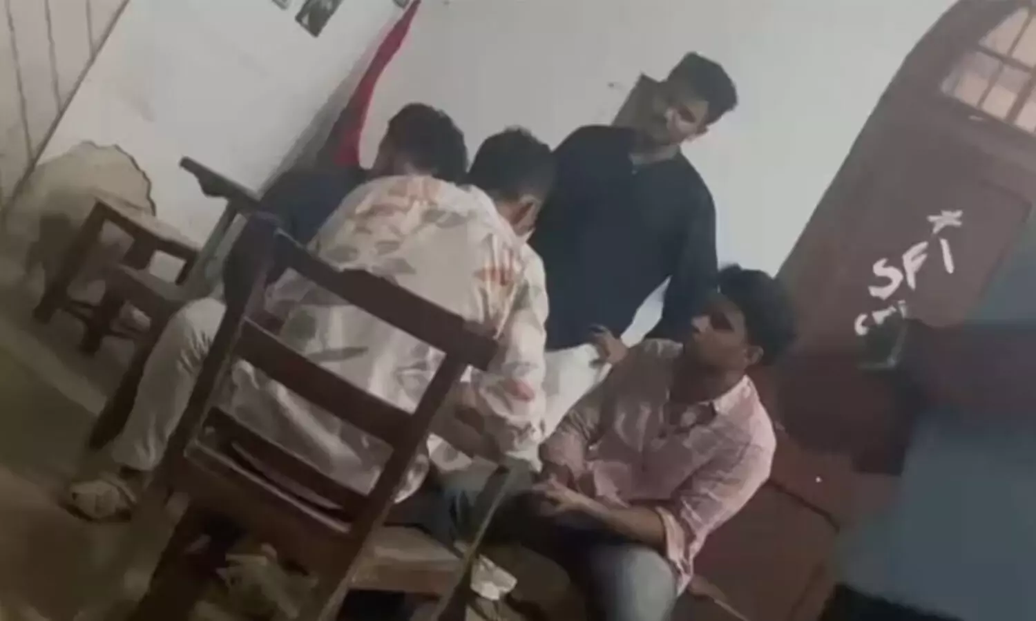 Complaint that the differently abled student was beaten up by the SFI leaders