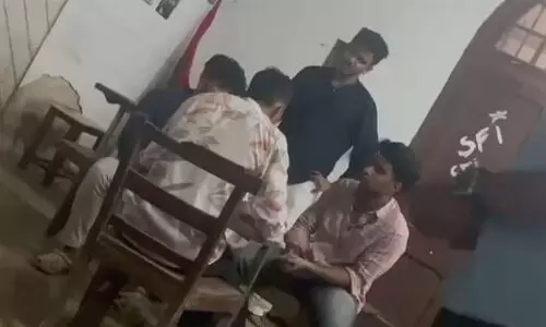 Complaint that the differently abled student was beaten up by the SFI leaders