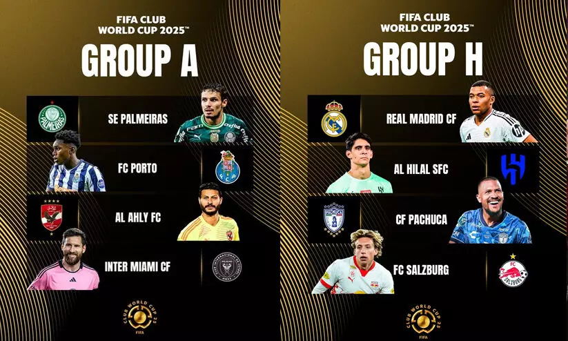 മയാമിക്കൊപ്പം പോർട്ടോ, റയലിനൊപ്പം അൽ ഹിലാൽ, സിറ്റിയും യുവന്റസും ഒന്നിച്ച്; ക്ലബ് ലോകകപ്പ് ഗ്രൂപ്പ് ചിത്രം തെളിഞ്ഞു മയാമിക്കൊപ്പം പോർട്ടോ, റയലിനൊപ്പം അൽ ഹിലാൽ, സിറ്റിയും യുവന്റസും ഒന്നിച്ച്; ക്ലബ് ലോകകപ്പ് ഗ്രൂപ്പ് ചിത്രം തെളിഞ്ഞു