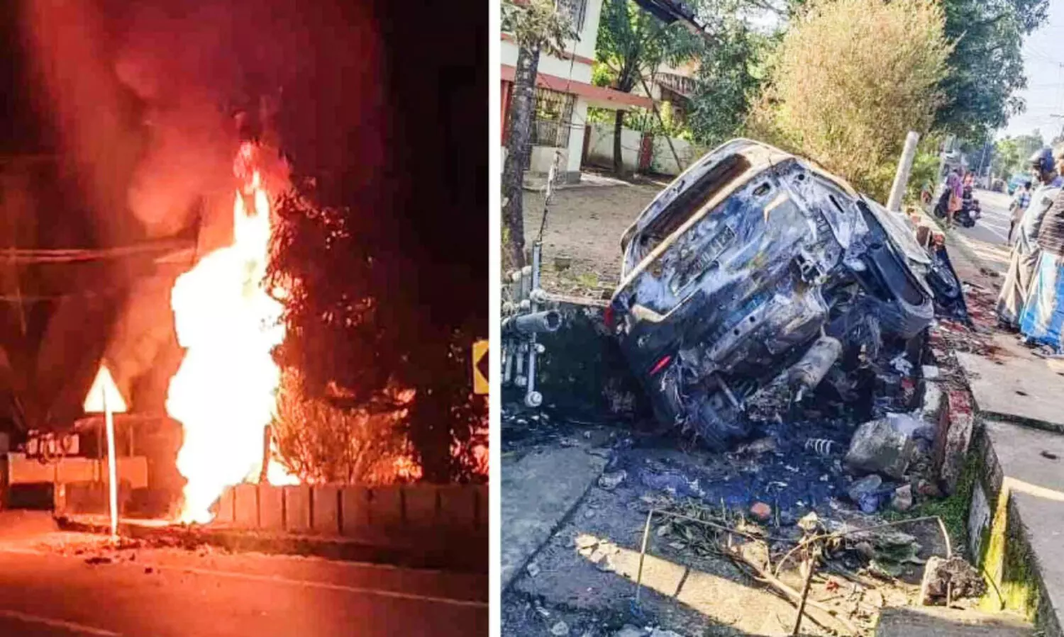 അയ്യപ്പഭക്തരു​ടെ കാർ കത്തിനശിച്ചു: അഞ്ചുപേർ രക്ഷപ്പെട്ടത്​ തലനാരിഴക്ക്​