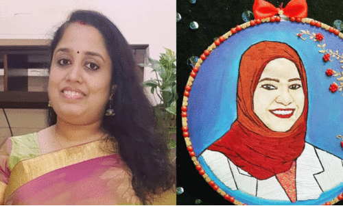 ചി​ത്ര​ത്തു​ന്ന​ലി​ൽ വി​സ്മ​യ​മാ​യി  മ​ല​യാ​ളി വ​നി​ത