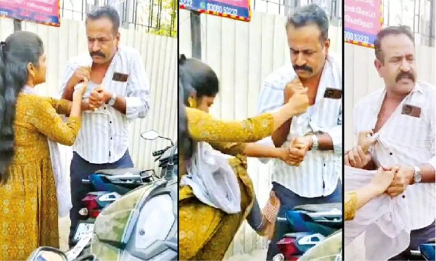 നടുറോഡിൽ ജയിലറെ പെൺകുട്ടി ചവിട്ടിക്കൂട്ടി