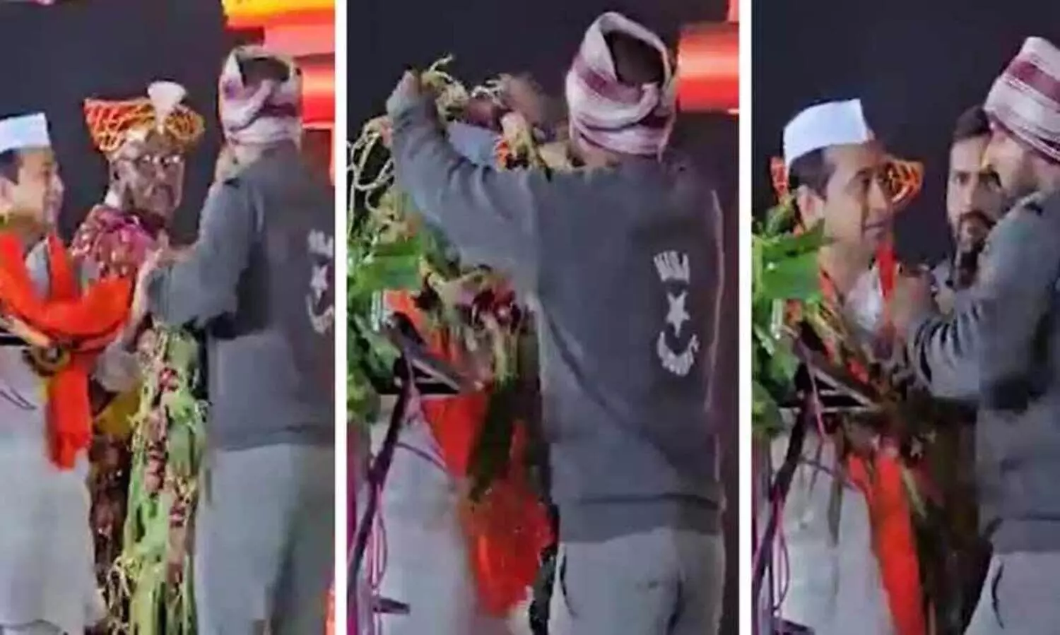 farmer garland minister with onions