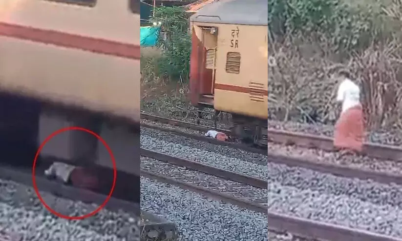 പിന്നെ ഒന്നും നോക്കിയില്ല, ഒറ്റക്കിടത്തം; ട്രാക്കിൽ കിടന്ന മധ്യവയസ്കൻ അത്ഭുതകരമായി രക്ഷപ്പെട്ടു -വിഡിയോ