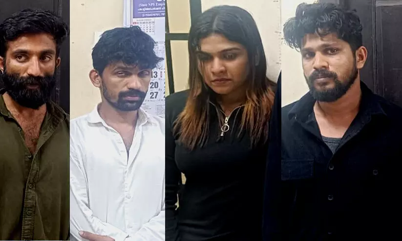 യുവതിയും മൂന്ന് യുവാക്കളും മയക്കുമരുന്നുമായി പിടിയിൽ