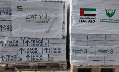 ശൈ​ത്യം ക​ന​ക്കു​ന്ന​തി​നി​ടെ ഗ​സ്സ​യി​ലേ​ക്ക്​ വീ​ണ്ടും സ​ഹാ​യ​മെ​ത്തി​ച്ച്​ യു.​എ.​ഇ